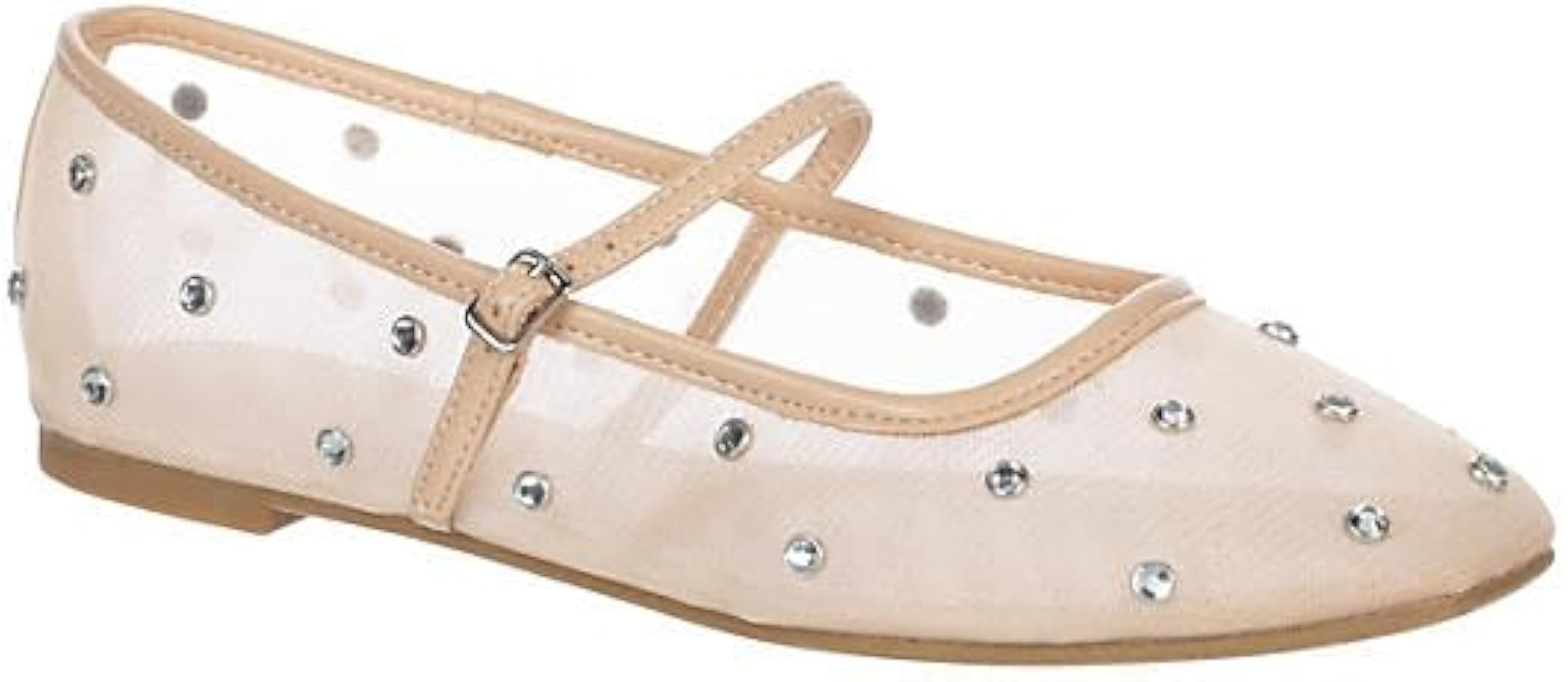 Michael By Michael Shannon Miller - Women's Dressy Mesh Rhinestone Mary Jane Ballet Flats | Amazon (US)