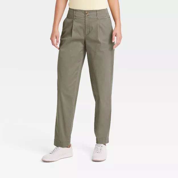 Women's High-Rise Pleat Front Tapered Chino Pants - A New Day™ | Target