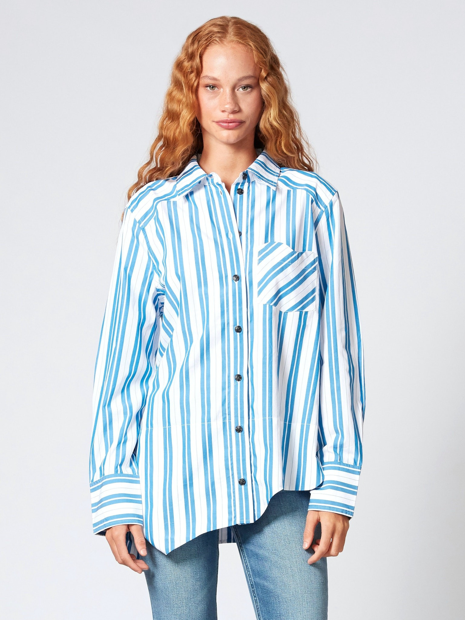 Stripe Cotton Poplin Top | Verishop