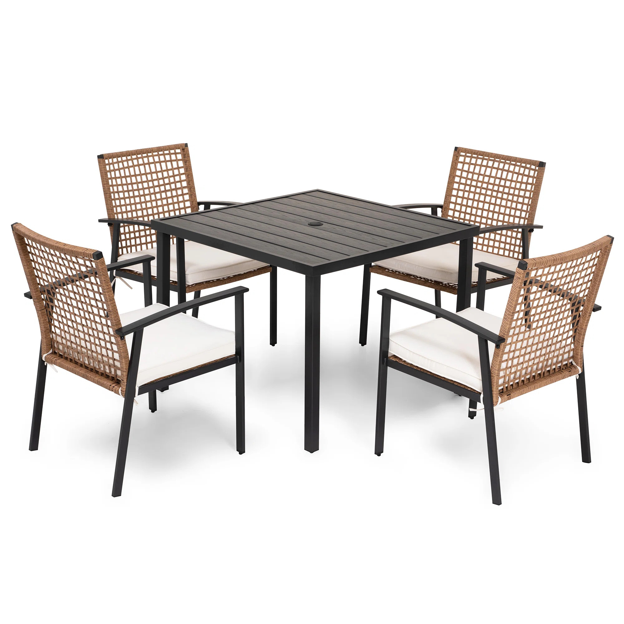 Bayou Breeze Aljaquan Square 4 - Person 37" Long Iron Dining Set with Cushions & Reviews | Wayfai... | Wayfair North America