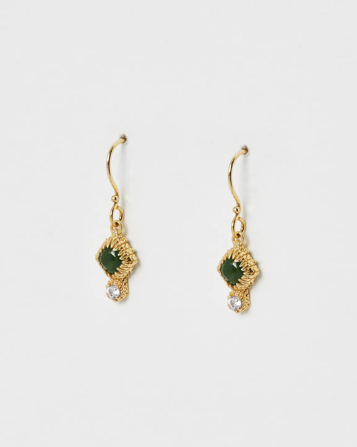 Neri Nephrite Green Jade Gold Plated Drop Earrings | Oliver Bonas IE | Oliver Bonas (Global)