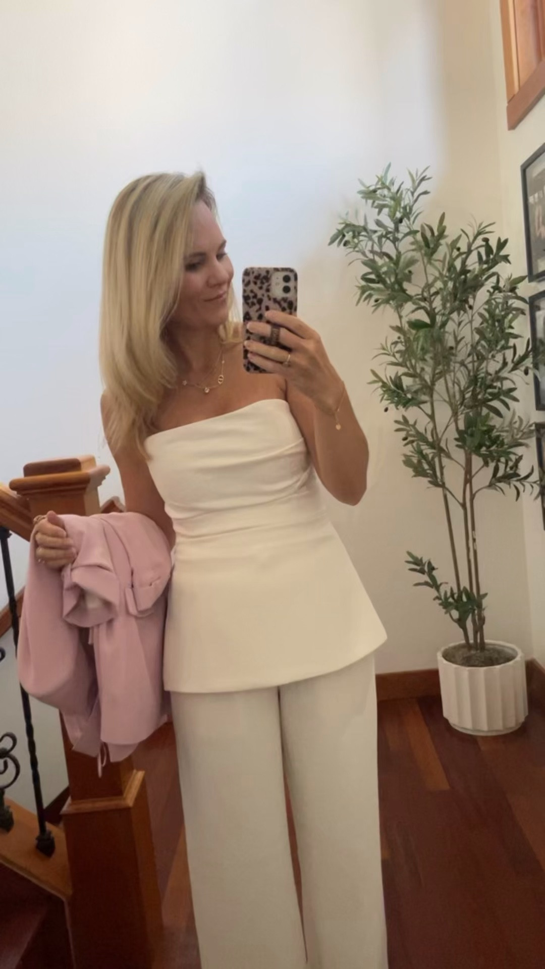 I seriously don’t think you could get any better than this outfit. Absolutely stunning top. I am in a size medium paired with the white birch Aritzia  lodge pants, which I absolutely love from Aritzia. They’re a size medium. They do run a little bit longer on me. I have 5 foot 2 1/2 but I like my pants a little long I would rather than be too long then too short And then added my pink Zara blazer that I haven’t worn yet with this outfit to pull off the perfect outfit for Easter and then my adorable Dior shoes and jewelry as well 

#LTKSeasonal #LTKmomlife #LTKOver40