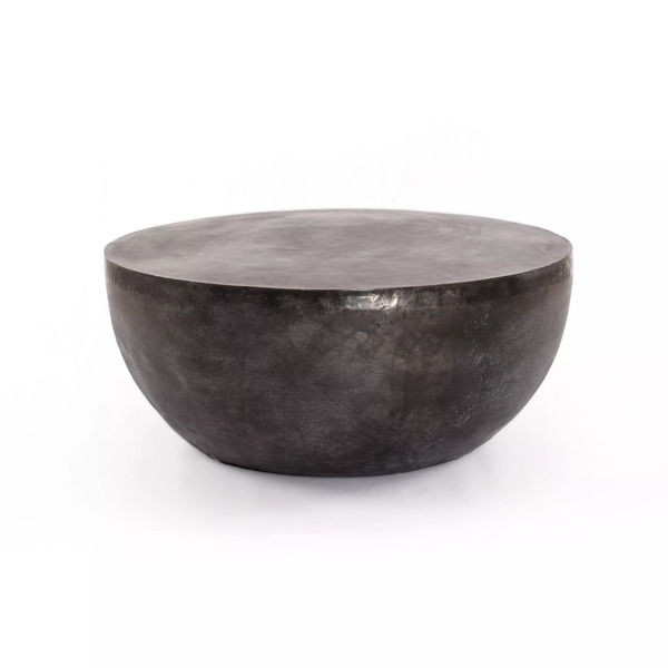 Basil Outdoor Aged Grey Drum Coffee Table | Scout & Nimble