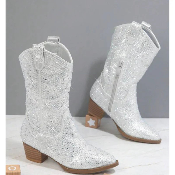 kids rhinestone cowboy boots | silver | elfin los angeles