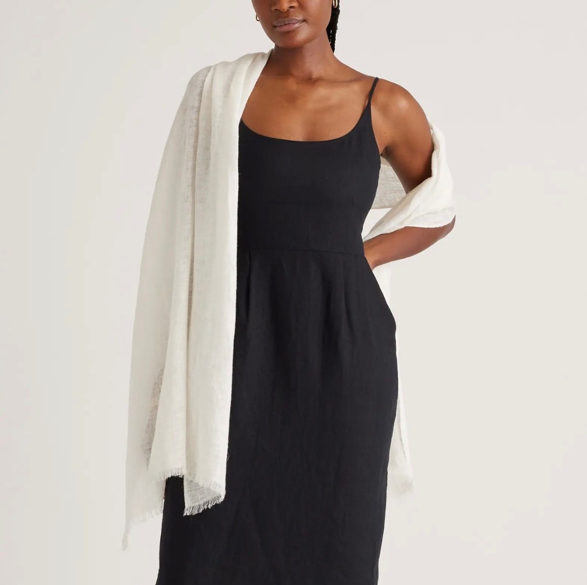 Linen and cashmere wraps for chilly summer nights 