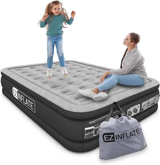 EZ INFLATE Double High Luxury Air Mattress with Built in Pump, Inflatable Mattress | Amazon (US)