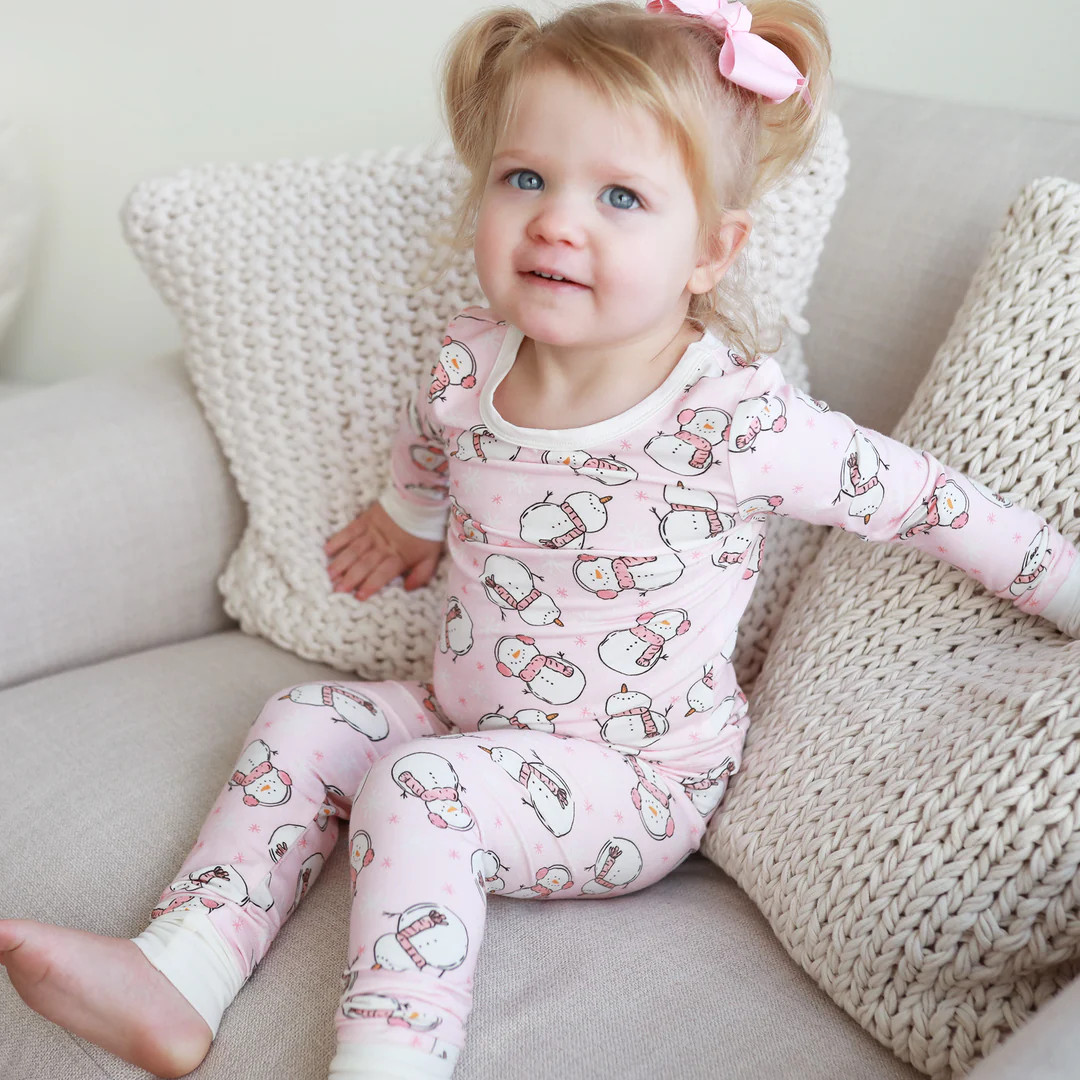 Frosty Friends Two Piece Pajama Set | Pink | Caden Lane