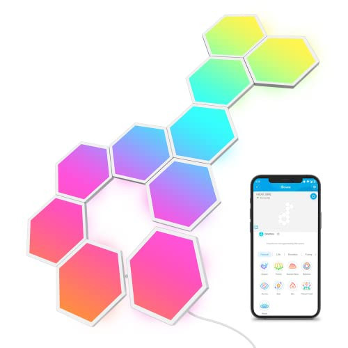 Govee Glide Hexa Light Panels, RGBIC Hexagon LED Wall Lights, Wi-Fi Smart Home Creative Wall Lights with Music Sync, Works with Alexa Google Assistant for Indoor Gaming Decor, 10 Pack | Amazon (US)