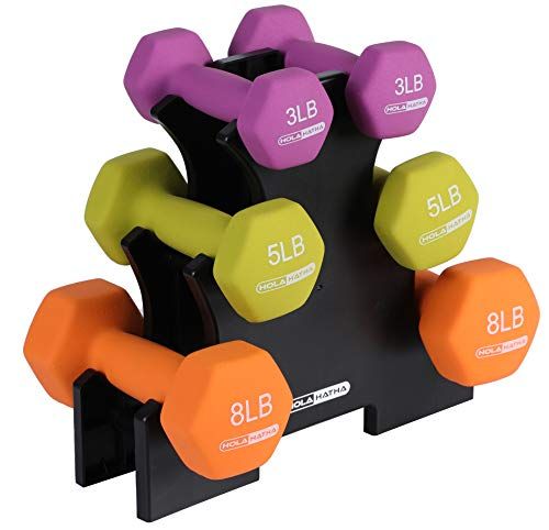 HolaHatha Neoprene Dumbbell Free Hand Weight Set with Storage Rack, Ideal for Home Gym Exercises to  | Amazon (US)