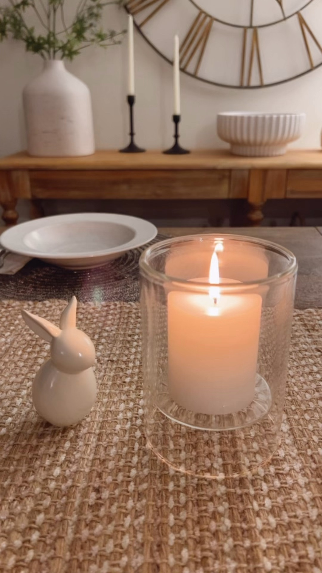 Love these simple candle holders at Walmart! Use year round. Bunny is from CVS. 