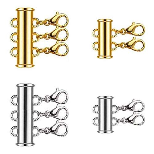 4 Pieces 2 Size Slide Clasp Lock for Layered Necklace Bracelet Connector Slide Magnetic Tube Lock | Amazon (US)
