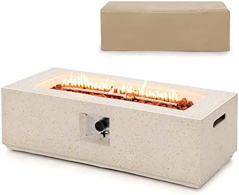 Giantex Propane Fire Pit Table, 50,000 BTU Terrazzo Gas Fire Table w/Simple Ignition System & Sta... | Amazon (US)