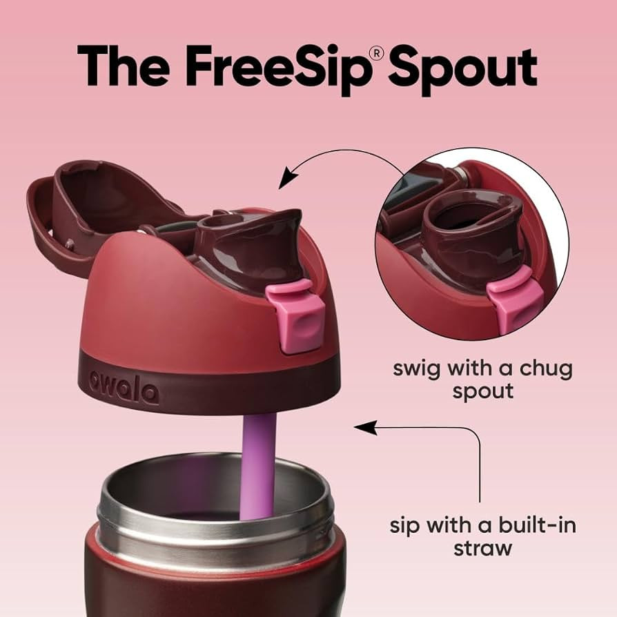 Owala FreeSip Stainless Steel Water Bottle 24 oz Black Cherry | Amazon (US)