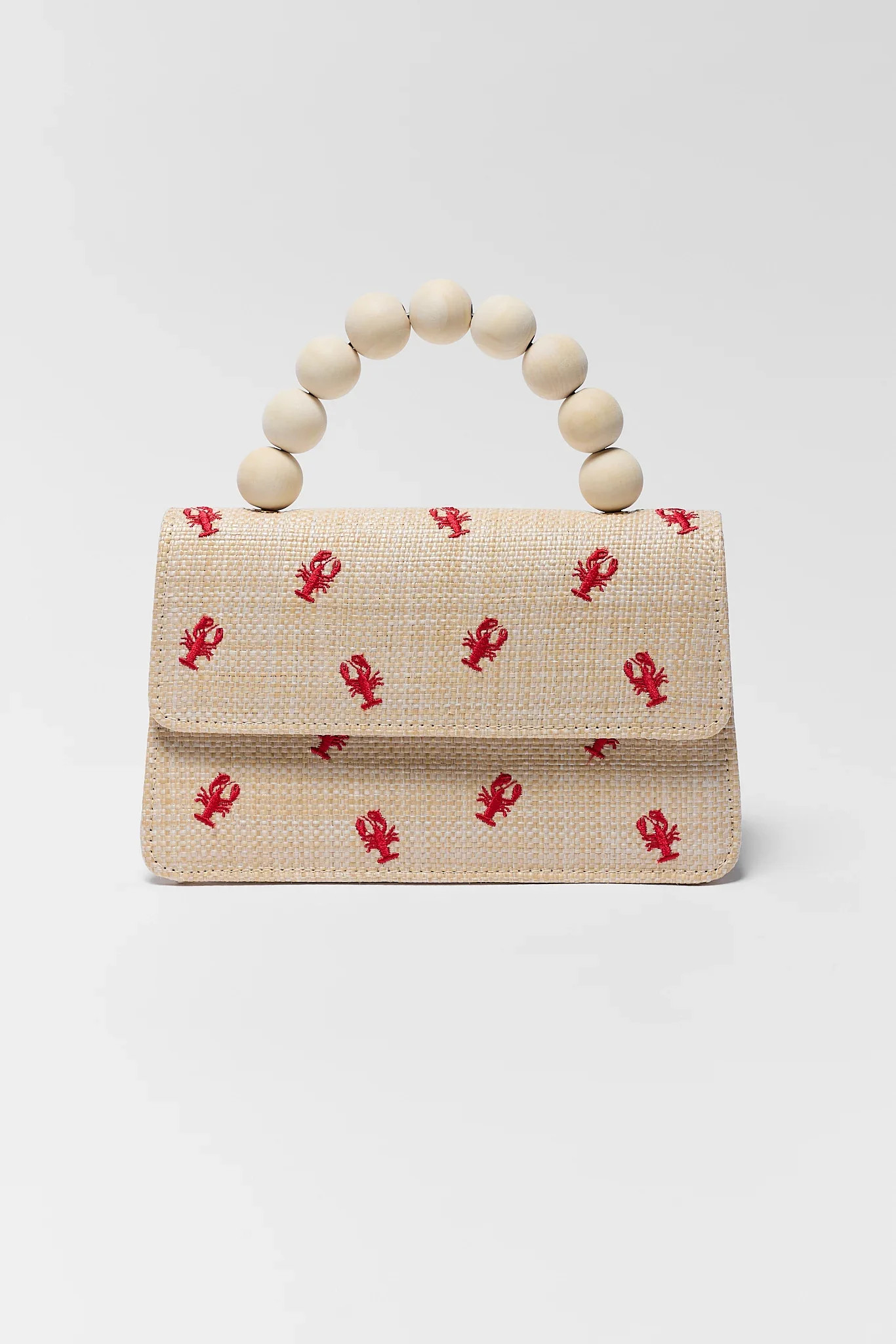 Natural Raffia Lobster Embroidered Bag | Avara