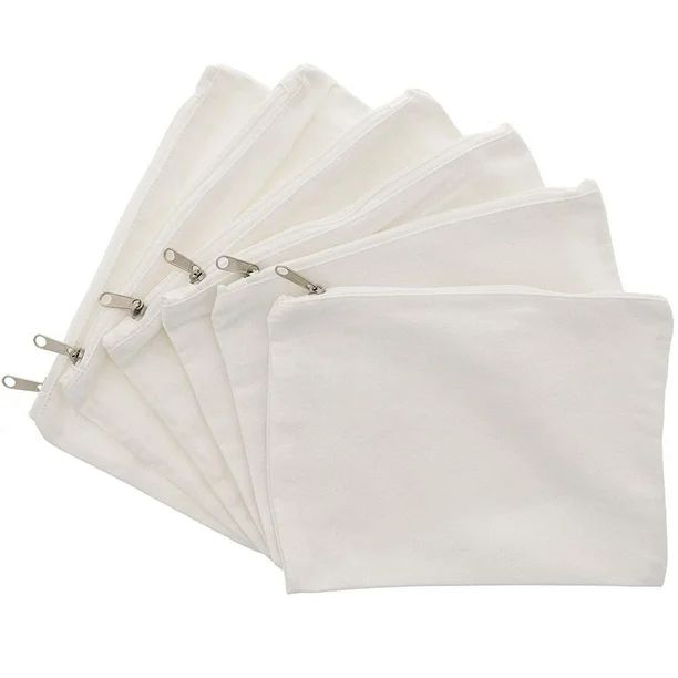 6 Packs DIY Blank White Cosmetic Makeup Zipper Bag Utility Multipurpose Pouch Organizer for Stati... | Walmart (US)