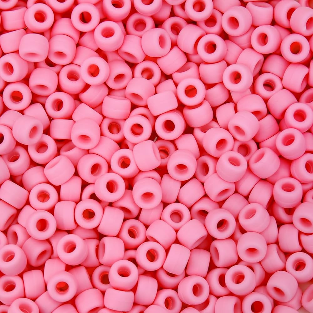 300PCs Silicone Pony Beads 6 * 9mm Silicone Kandi Beads for Bracelet Making, Light Pink Colors So... | Amazon (US)