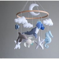 Ocean Baby Mobile Nursery Whale Crib Felt Fish Under The Sea Hanging | Etsy (US)