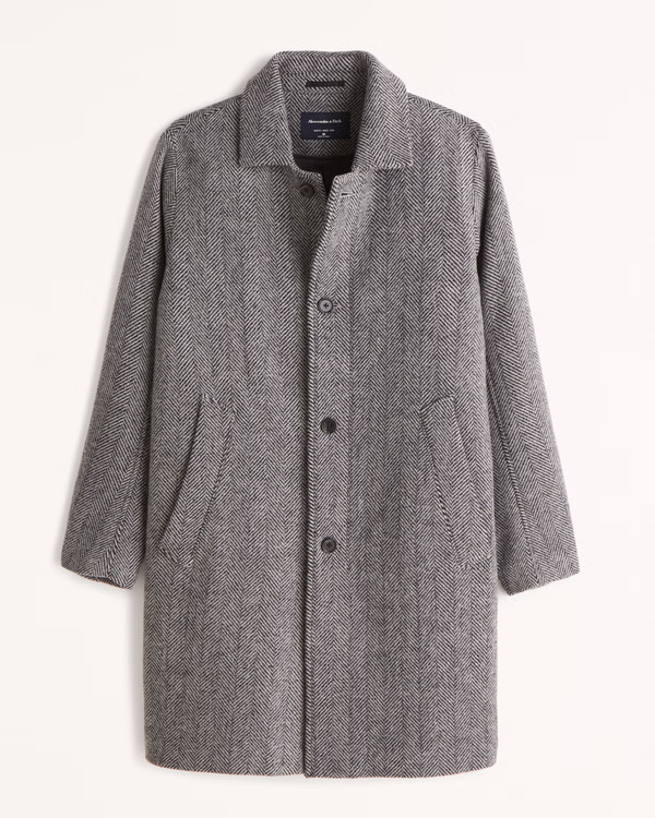 Men's Wool-Blend Mac Coat | Men's Coats & Jackets | Abercrombie.com | Abercrombie & Fitch (US)