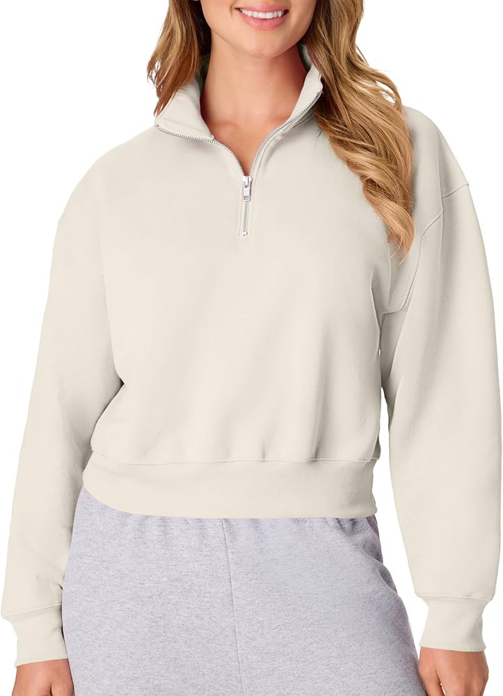 Hanes Women's EcoSmart Fleece Sweatshirt for Women, Soft Midweight - Full-Zip Hoodie, Sweatshirt,... | Amazon (US)