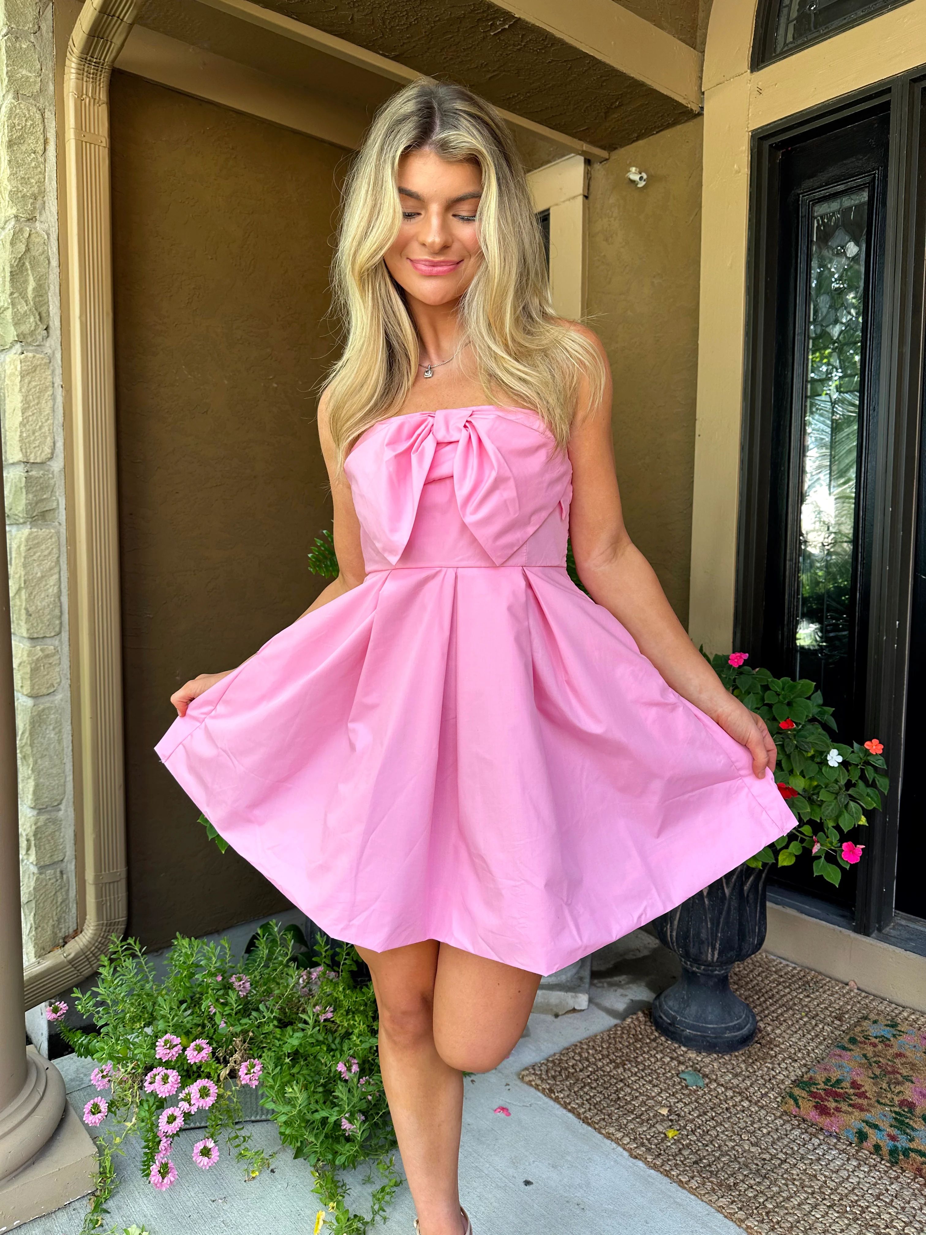 Clementine Bow Dress - Light Pink | Ave + Liv Boutique
