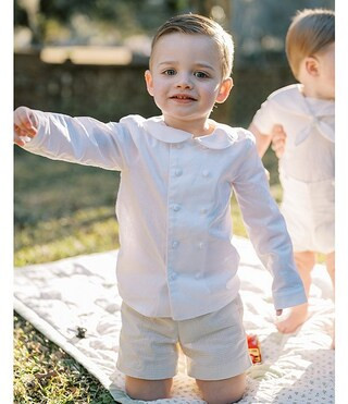 Edgehill Collection x Kristin Ellen Hockman Little Boys 2T-7 Gustav Peter Pan Collar Long Sleeve ... | Dillard's