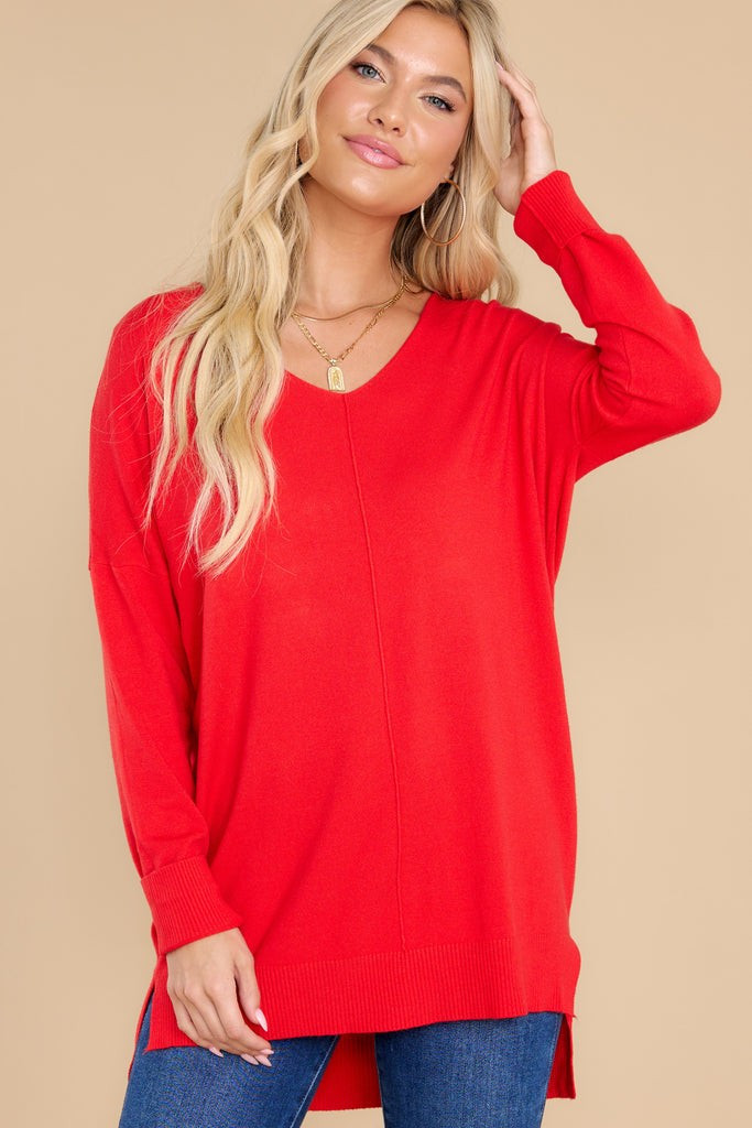 Wind Down Bright Red Sweater | Red Dress 