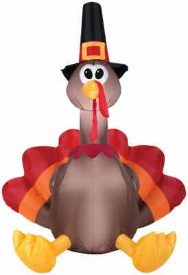 5 Ft Happy Turkey Day Lighted Inflatable Outdoor Thanksgiving Decor Yard Pilgrim 86786597002 | eB... | eBay US