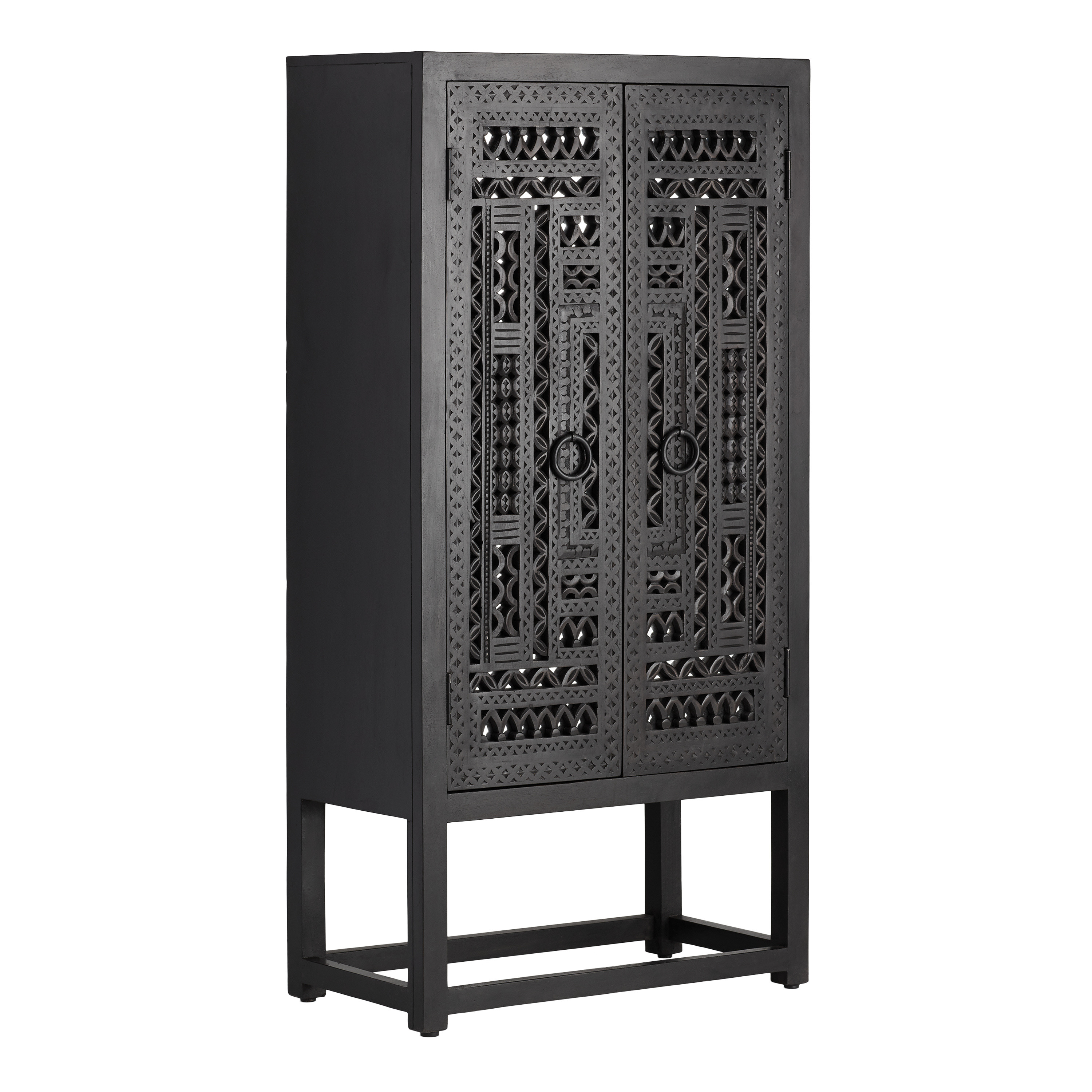 Samir Carved Wood and Mirror Storage Cabinet - World Market | World Market