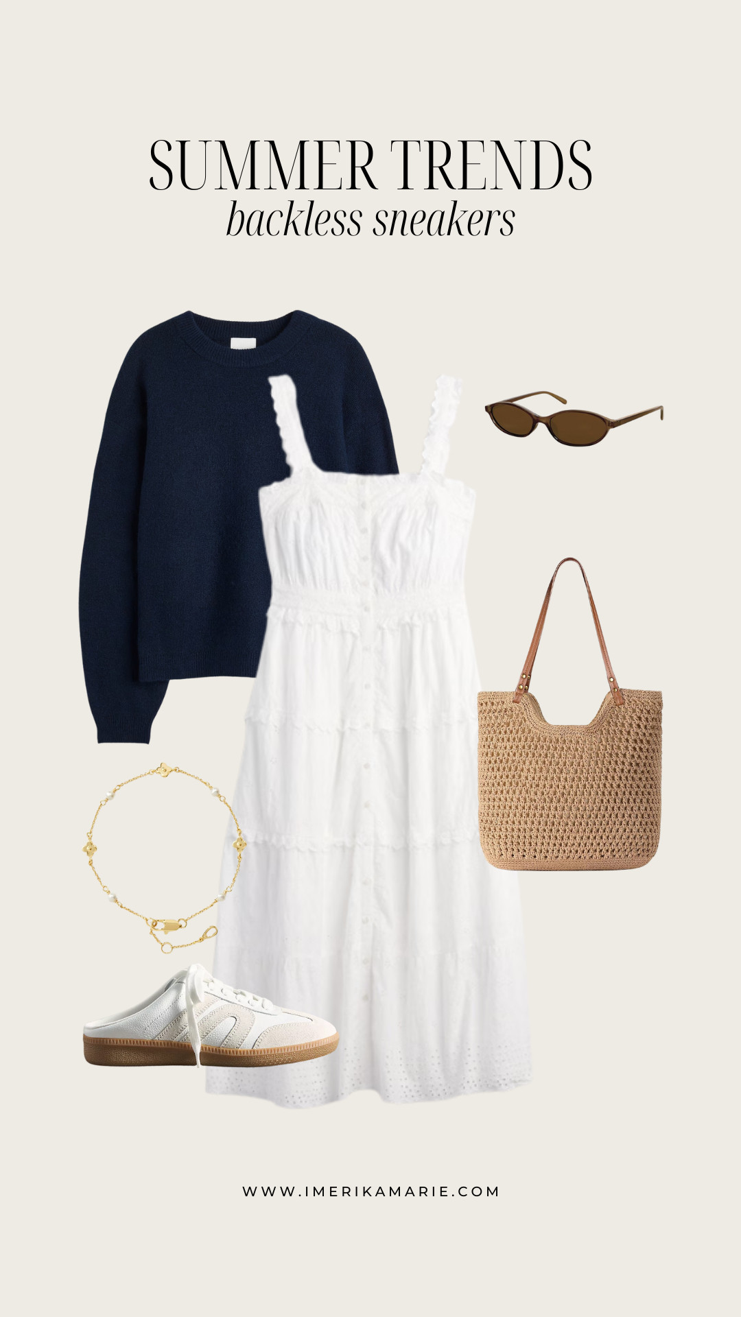 Summer outfit. Summer dresses. Navy sweater. Summer sweater. Backless sneakers. Mule sneakers. Crochet bag. White dress

 

#LTKStyleTip #LTKSeasonal #LTKSummerEdit