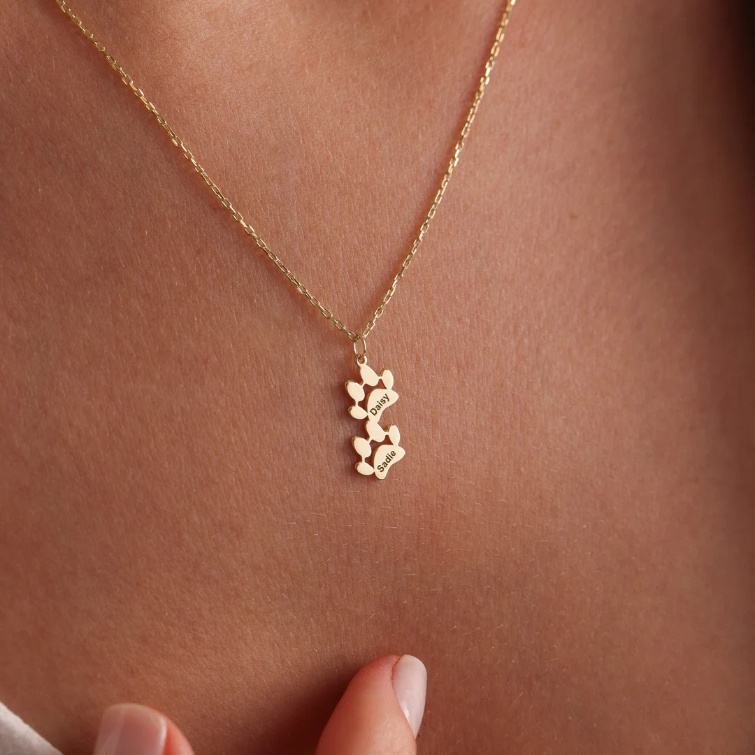 Paw Print Name Necklace Personalized Dog Paw Necklace - Etsy | Etsy (US)
