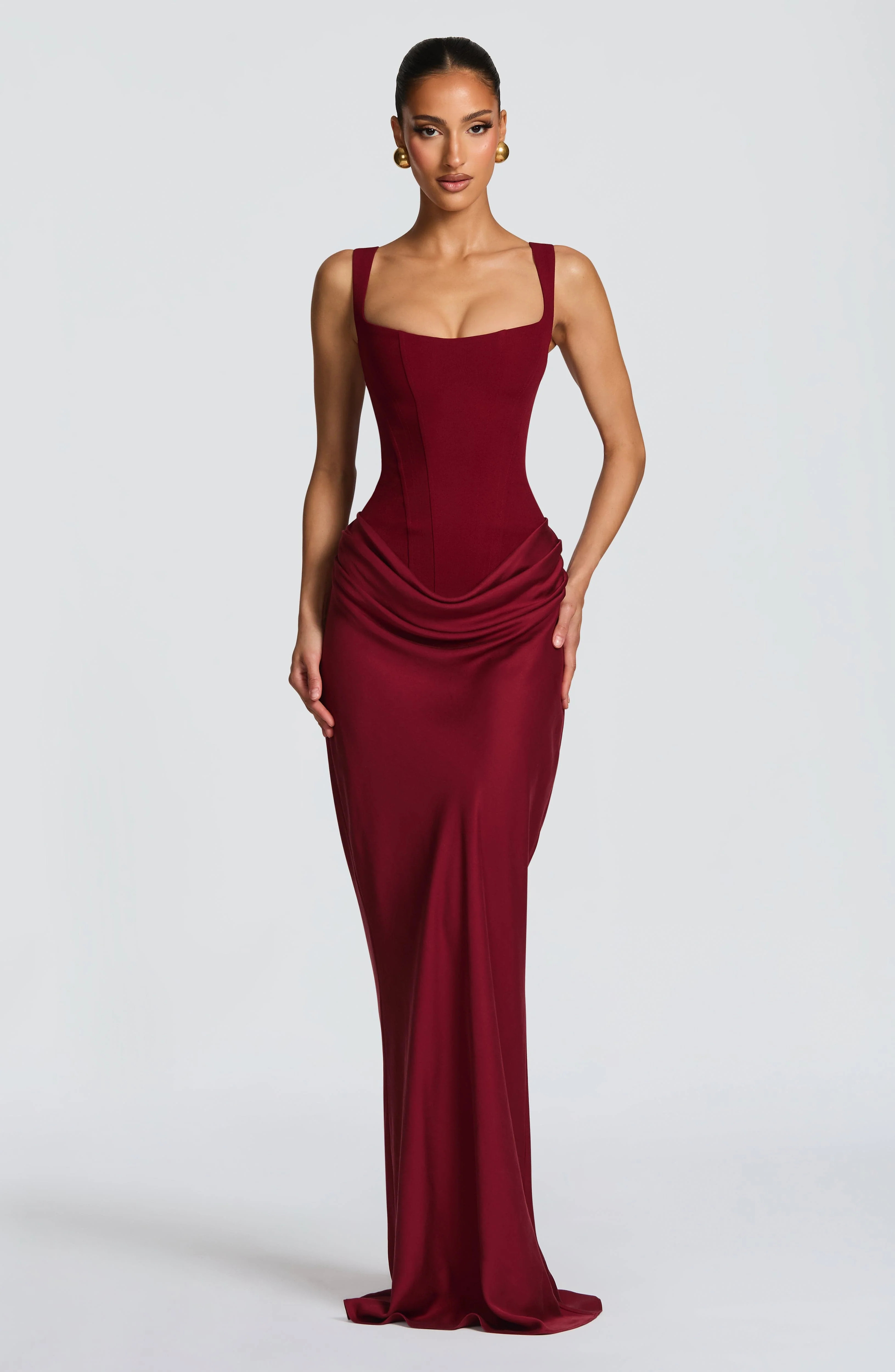 Cornelia Maxi Dress - Burgundy | Babyboo (global)