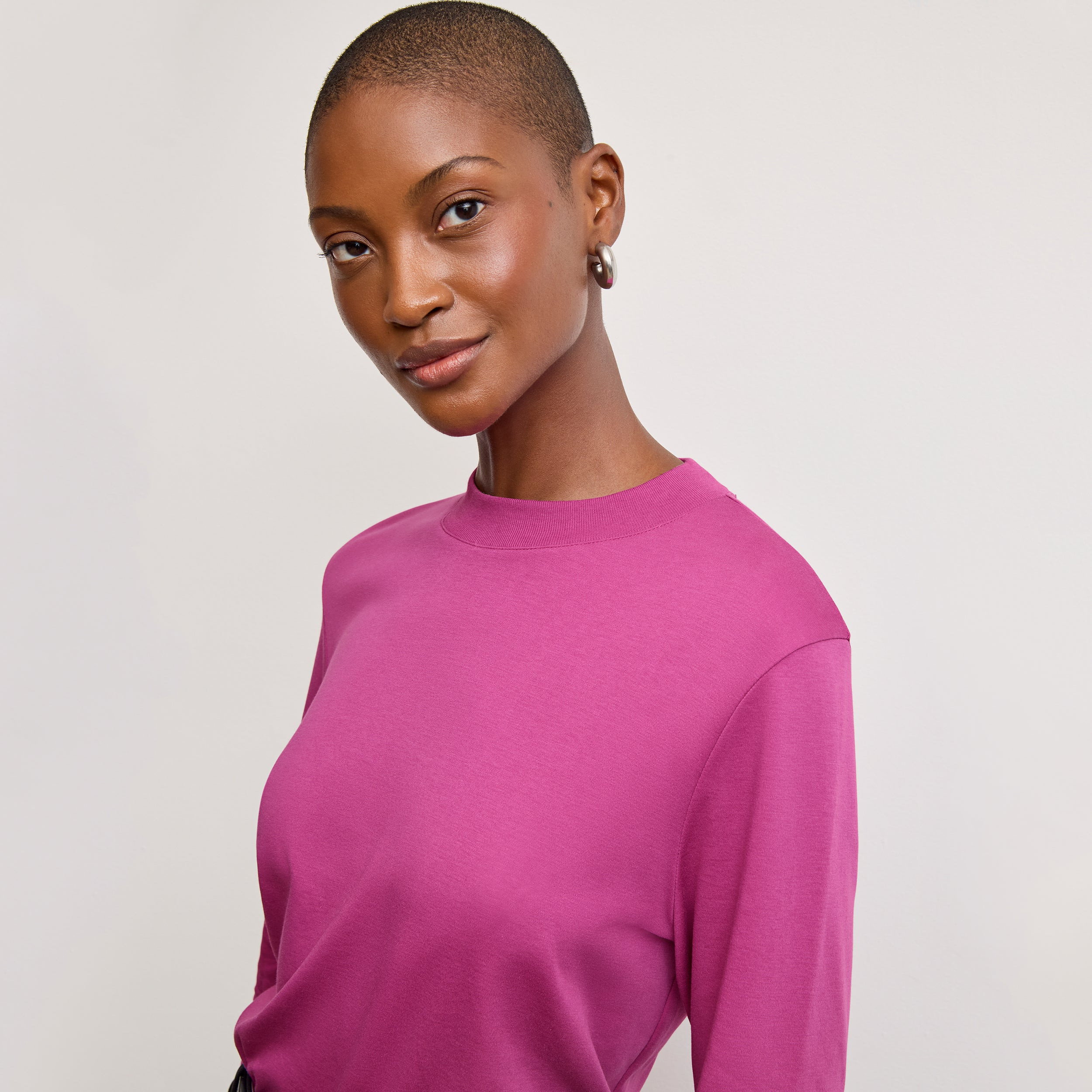 Raquel Long-Sleeve Tee - Organic Pima Cotton :: Pink Berry | MM LaFleur