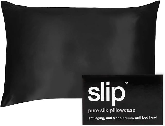 SLIP Silk Queen Pillowcase, Black (20" x 30") - 100% Pure 22 Momme Mulberry Silk Pillowcase - Bre... | Amazon (US)