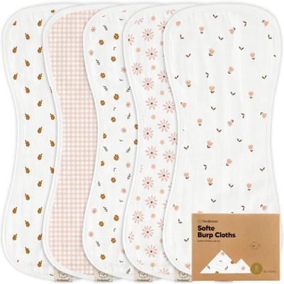 KeaBabies 5pk Organic Softe Muslin Burp Cloths for Baby Girls and Boys, Large Absorbent Burping Cloths for Babies, Baby Burp Clothes (Petals) | Target