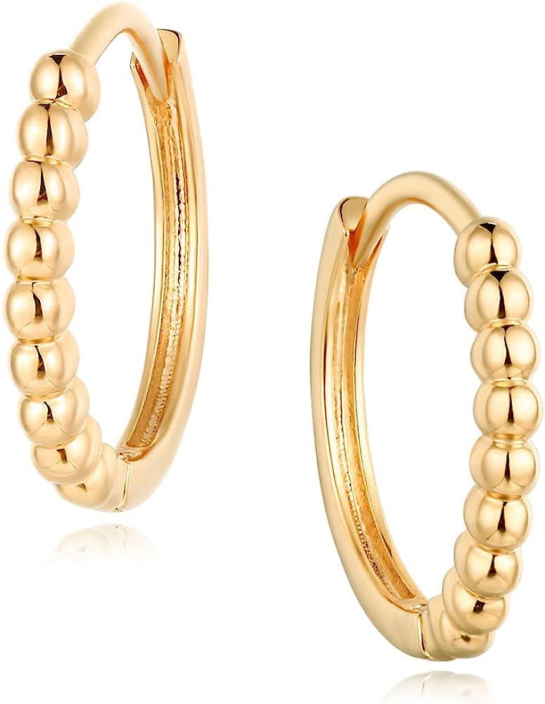 MYEARS Women Gold Huggie Hoop Earrings Bead Ball Spike Star Diamond CZ Sleeper Dangle Drop 14K Go... | Amazon (US)
