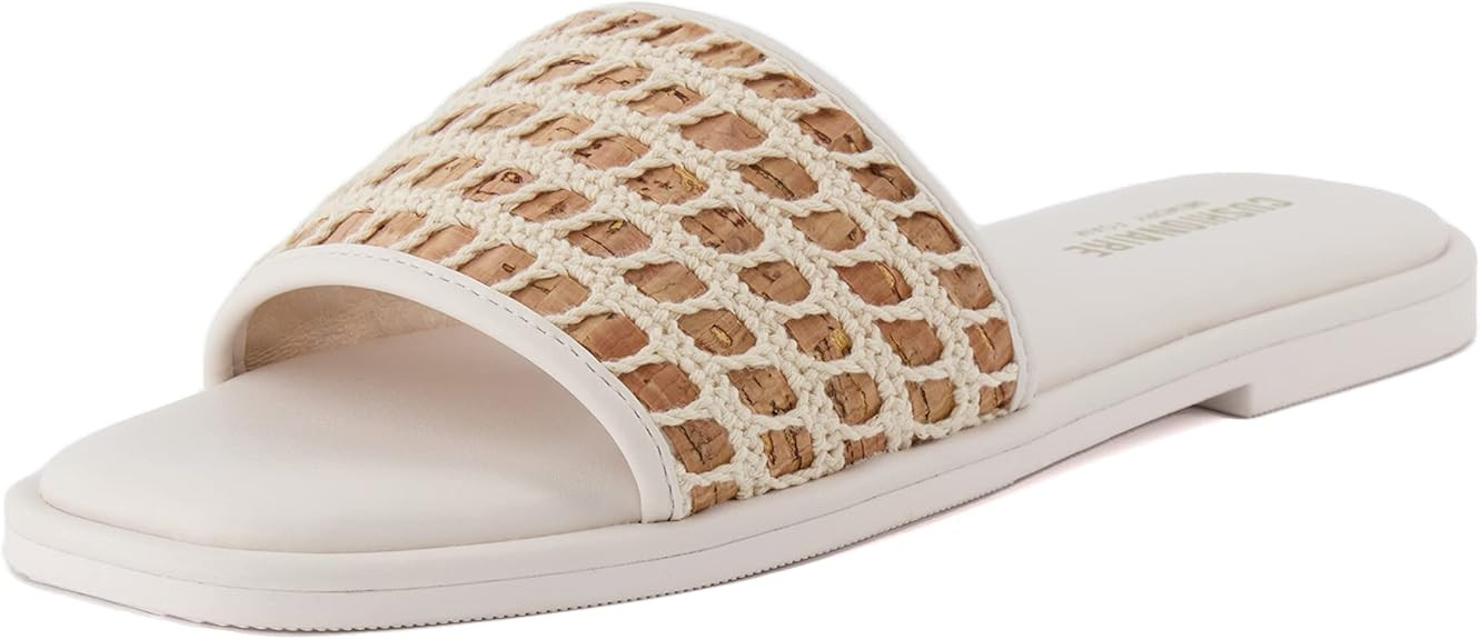 CUSHIONAIRE Women's Taffy crochet cork slide sandal +Memory Foam, Wide Widths Available | Amazon (US)