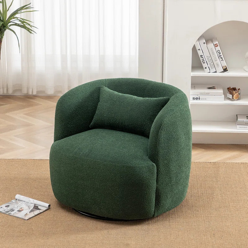 Sydney 34" Wide Boucle Upholstered Swivel Armchair | Wayfair North America