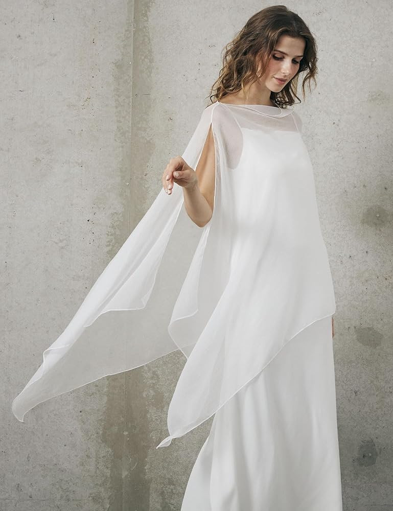 BEAUTELICATE Damen Sheer Stola Elegant Crepe Schal Wrap Poncho Cape Leicht Shrug Tuch f\u00fcr Br... | Amazon (DE)