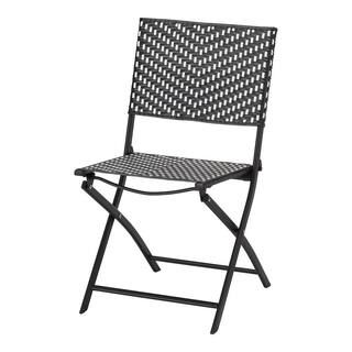 StyleWell Mix and Match Folding Wicker Outdoor Patio Dining Chair in Black and White FDS40081 | The Home Depot