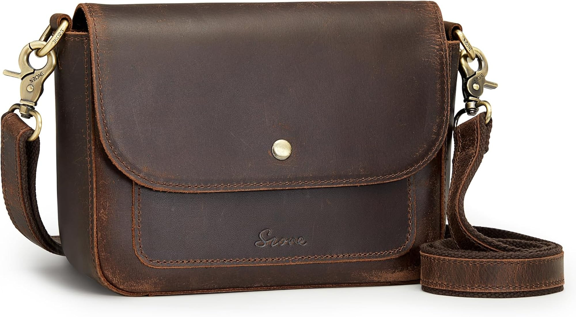 S-ZONE Genuine Leather Crossbody Bags for Women Trendy Small Purses Over the Shoulder Handbags | Amazon (US)