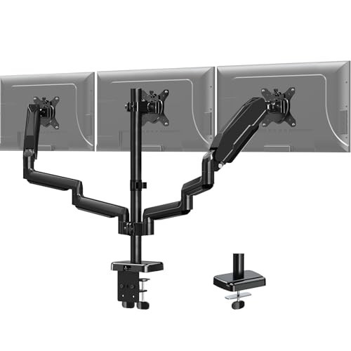 MOUNT PRO Triple Monitor Mount for 13-27 inch Screens, 3 Monitor Desk Mount, Gas Spring Triple Display Stand, Full Motion Three Computer Arm Hold up to 17.6lbs Each, VESA 75x75, 100x100 | Amazon (US)