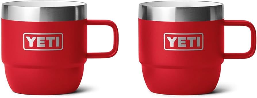 YETI Rambler 6 oz Stackable Mug, Stainless Steel, Vacuum Insulated Espresso/Coffee Mug, 2 Pack, Rescue Red | Amazon (US)