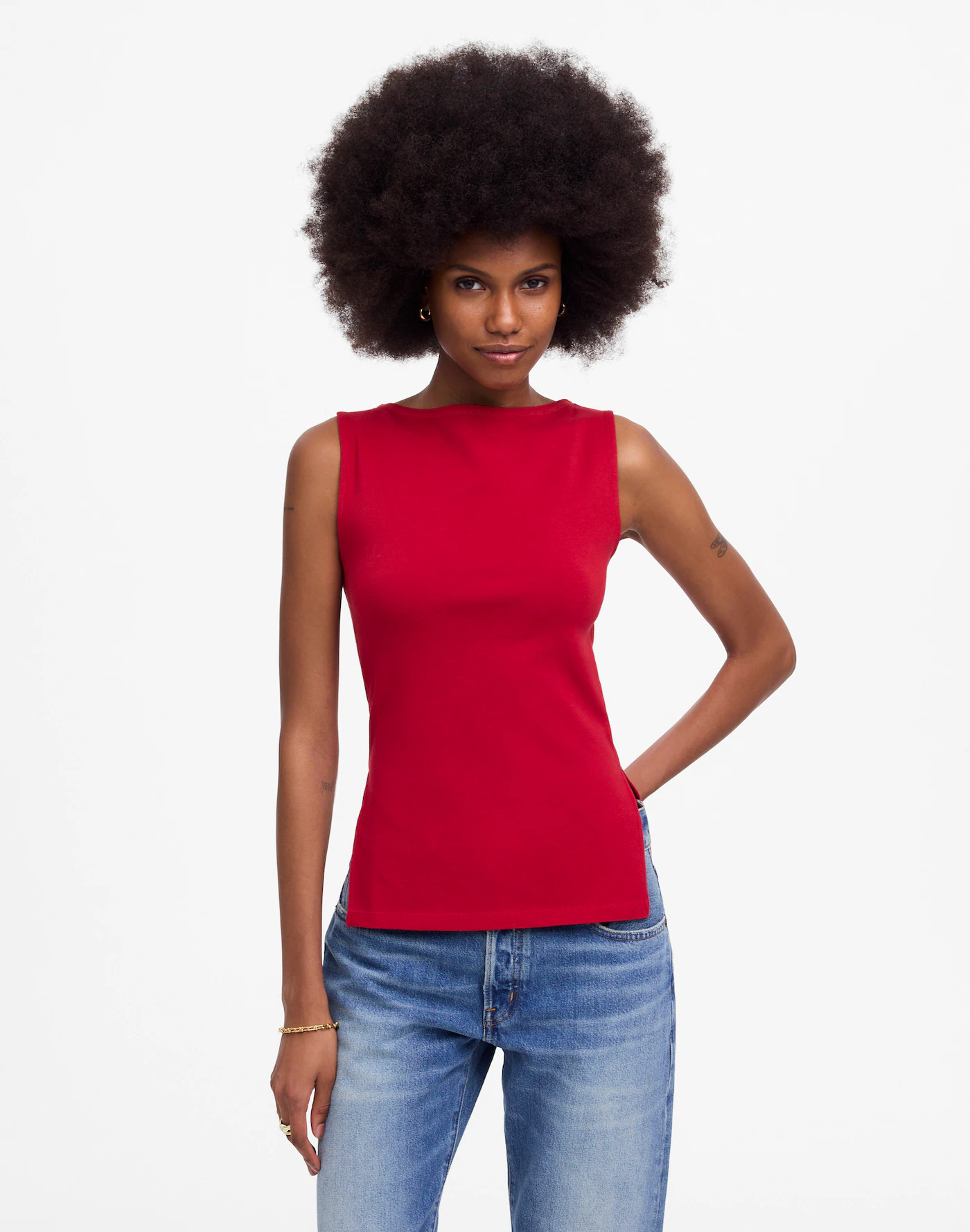 Sleeveless Boatneck Side Slit Tee | Madewell
