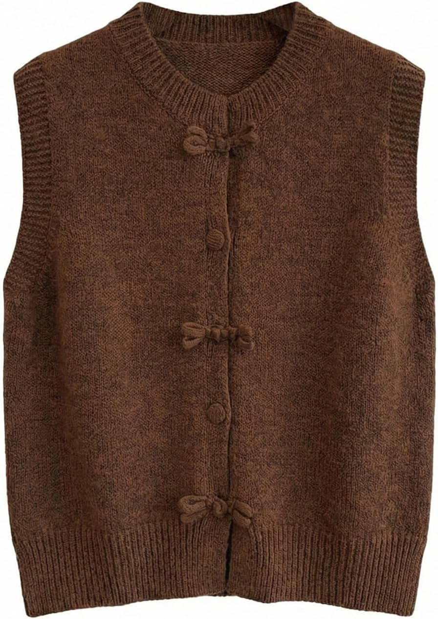 Verdusa Women's Button Front Sweater Vest Old Money Sleeveless Knitted Tops | Amazon (US)