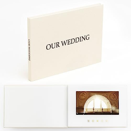 The Motion Books (OUR WEDDING - BLACK FOIL) | Luxury Linen Bound Video Book | Video Album | Up to 3 hours of video, 7” IPS Display, 4GB of memory & Rechargeable Battery | Amazon (US)