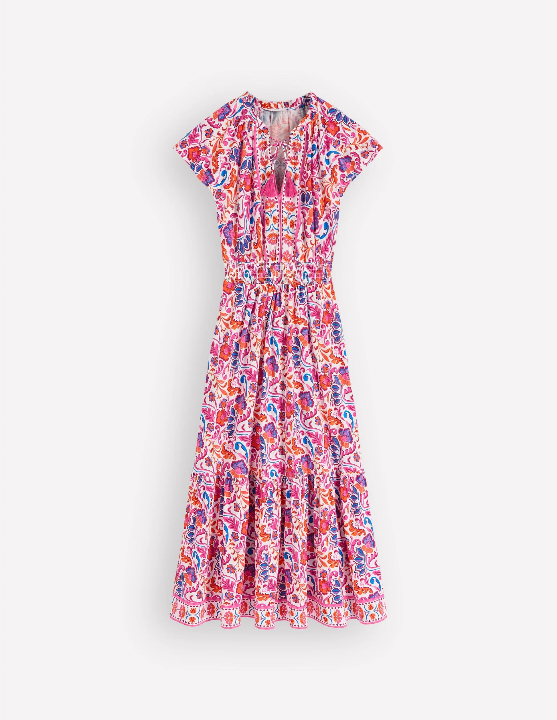 Tala Tiered Jersey Maxi Dress-Pink, Flourishing Meadow | Boden (US)