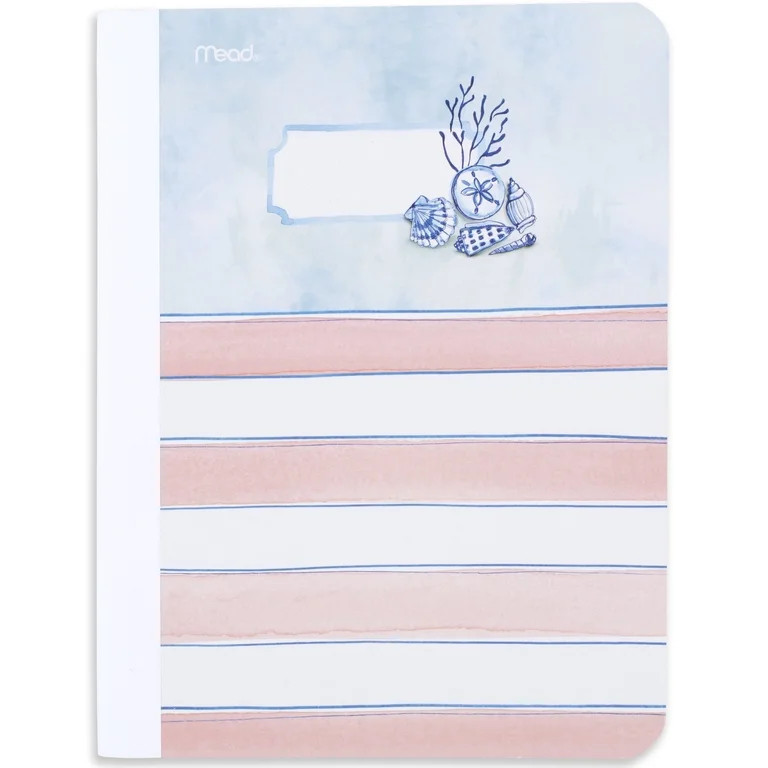 Mead Beach Vibes Composition Book, College Ruled, 80 Sheets, 7.5" x 9.75", Beach Stripes | Walmart (US)