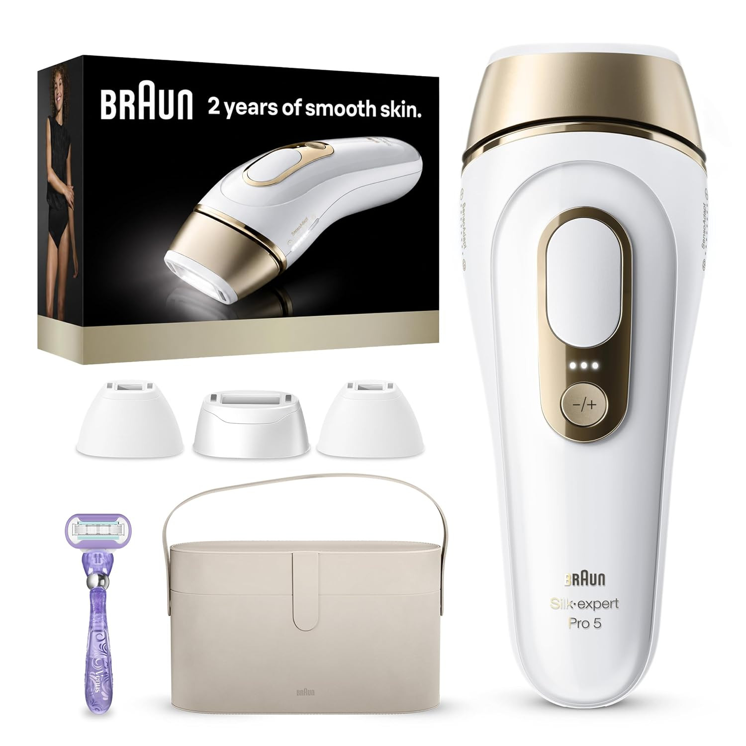 Braun IPL, Silk·Expert Pro 5, IPL Hair Removal for Women and Men, Permanent Laser Hair Reduction At-Home, 4 Heads, IPL5347 | Amazon (US)