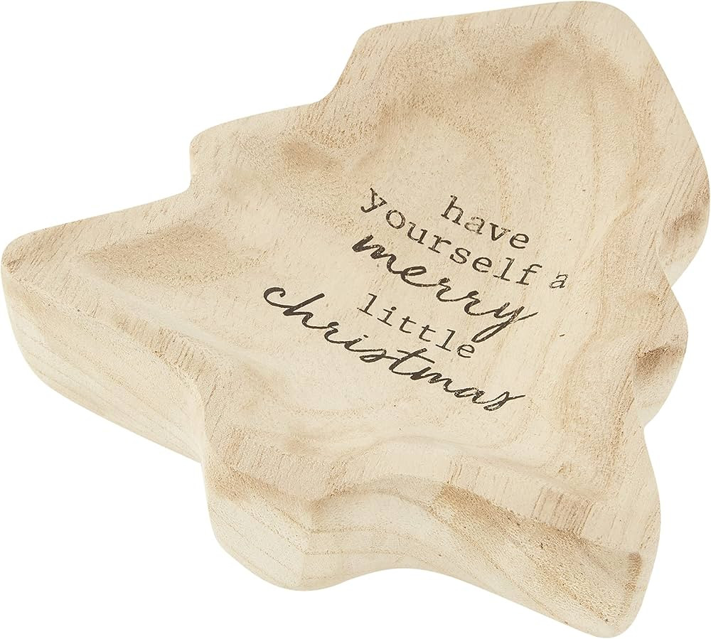 Mud Pie Wooden Christmas Trinket Dish, Tree, 5" x 5" | Amazon (US)