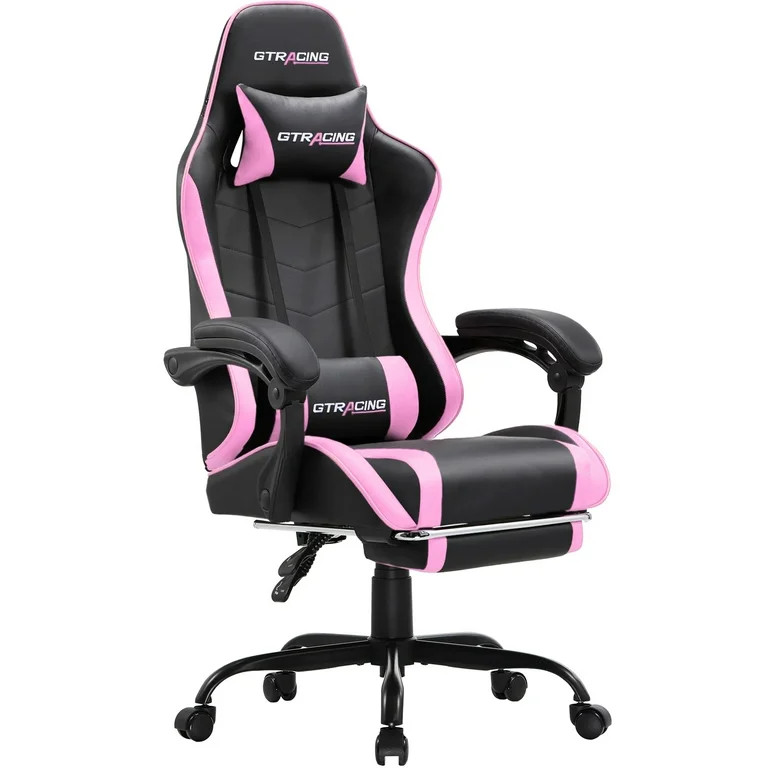 GTRACING Silla Gamer GTWD-200 Ergonómica con Almohadas y Reposapiés Ajustables, Pink | Walmart (US)
